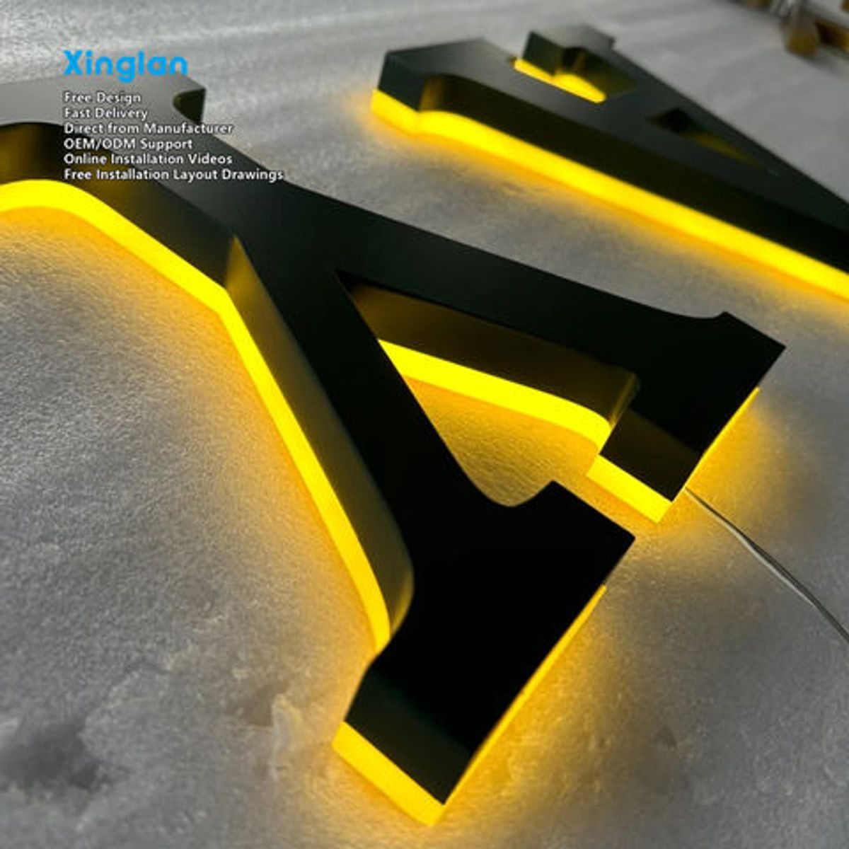 Stainless Steel Backlit Letters Metal 3D Backlit Letters Custom Advertising Signage Processing Stainless Steel Letter Signage