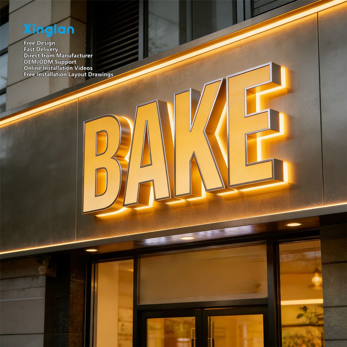 Factory Direct Stainless Steel LED Channel Letters Flat Edge Lighted Signs for Shop Front Commercial Display