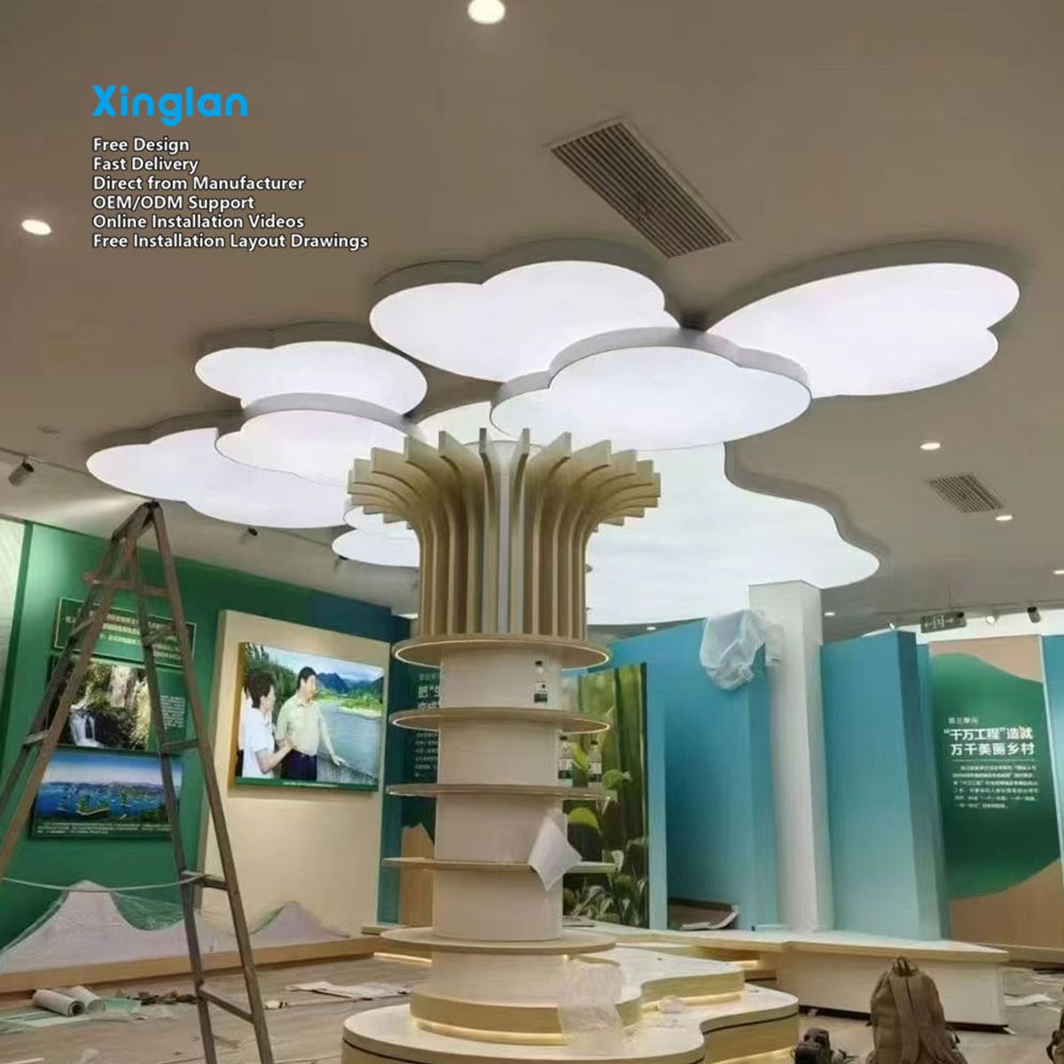 Custom-shaped PVC Soft Film Light Boxes, Stretch Fabric Ceilings, Stretch Ceiling Films Direct From Factory