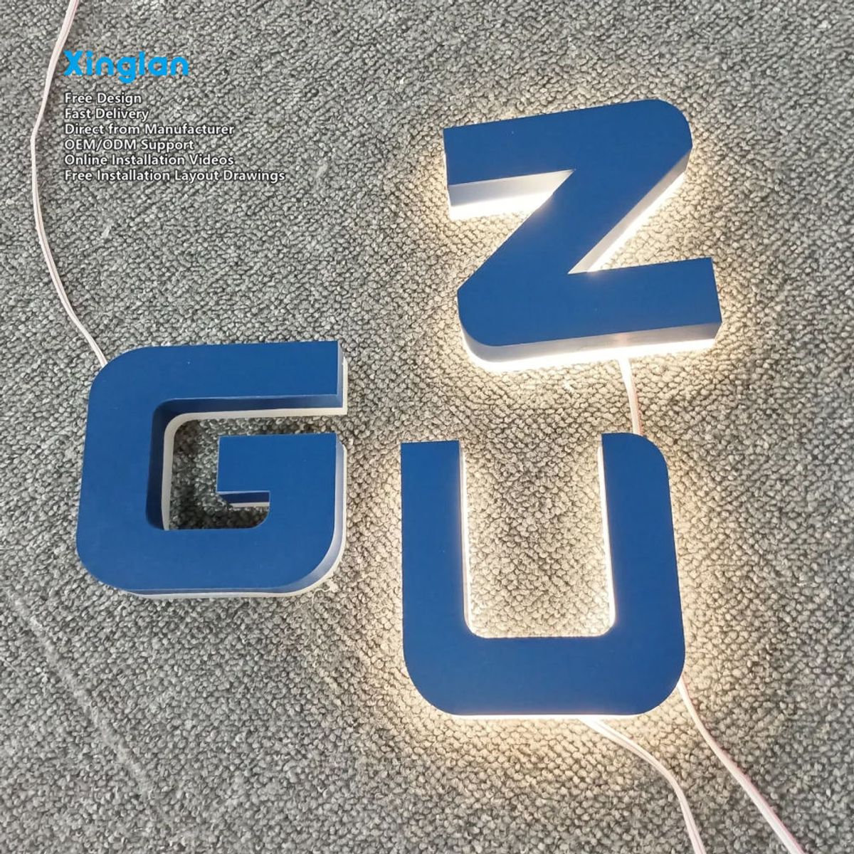 Premium Stainless Steel Backlit Letters Brushed Finish for Even Light Diffusion Custom Stainless Steel Signage for Storefronts