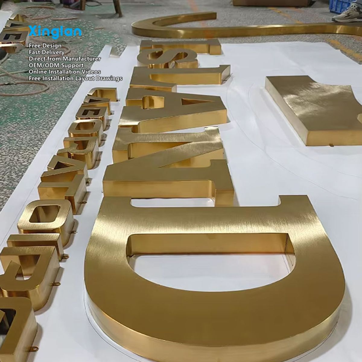 Custom Logo for Wall Office Metal Signage Stainless Steel logo 3D Design Personalized logo Sign Gold Letters