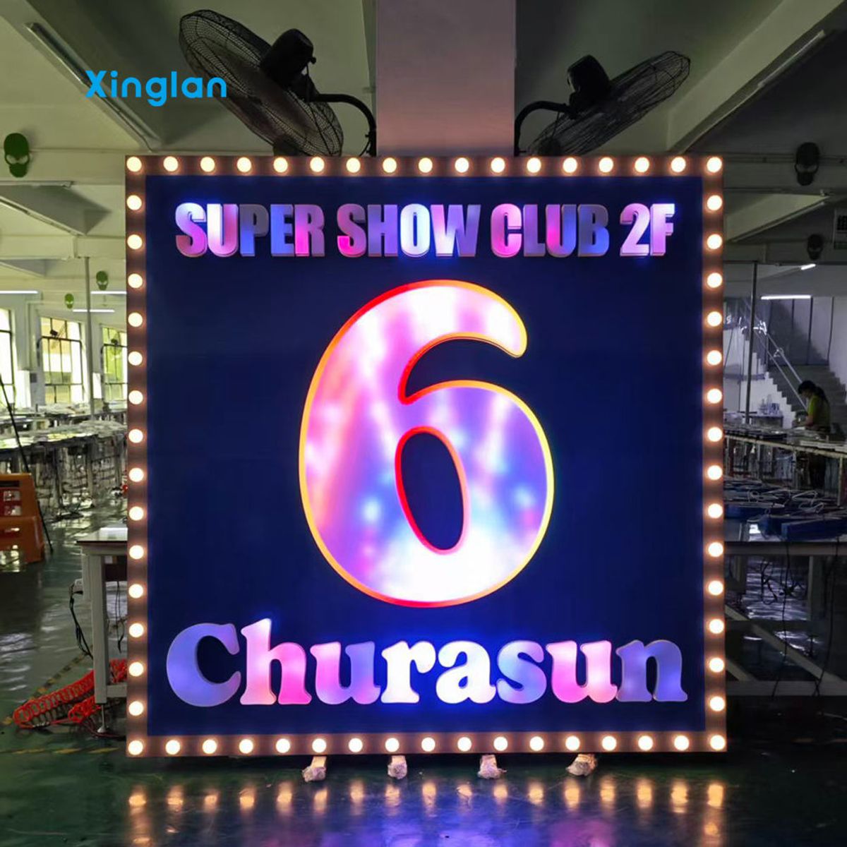 Custom Marquee LED Sign with Bulb Border, 3D Color Changing Backlit Letters for Club Bar Decoration