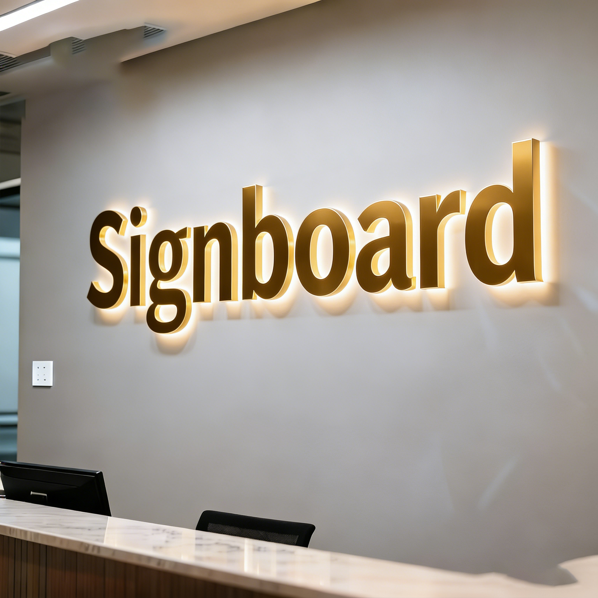 3D Acrylic LED Backlit Remote Control Office Lettering Signage with Stainless Steel for Buildings & Shops