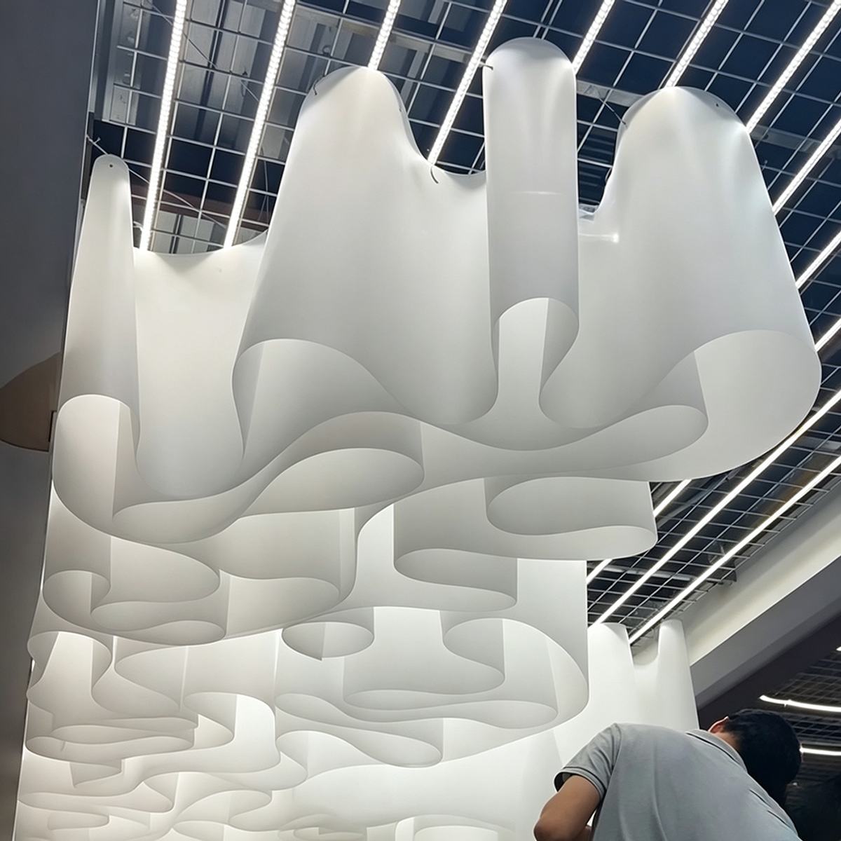 Custom-sized Wavy Ceiling Fabric; Artistic, Creative Wavy Decorative Paper for Ceilings, Suitable for Commercial Projects