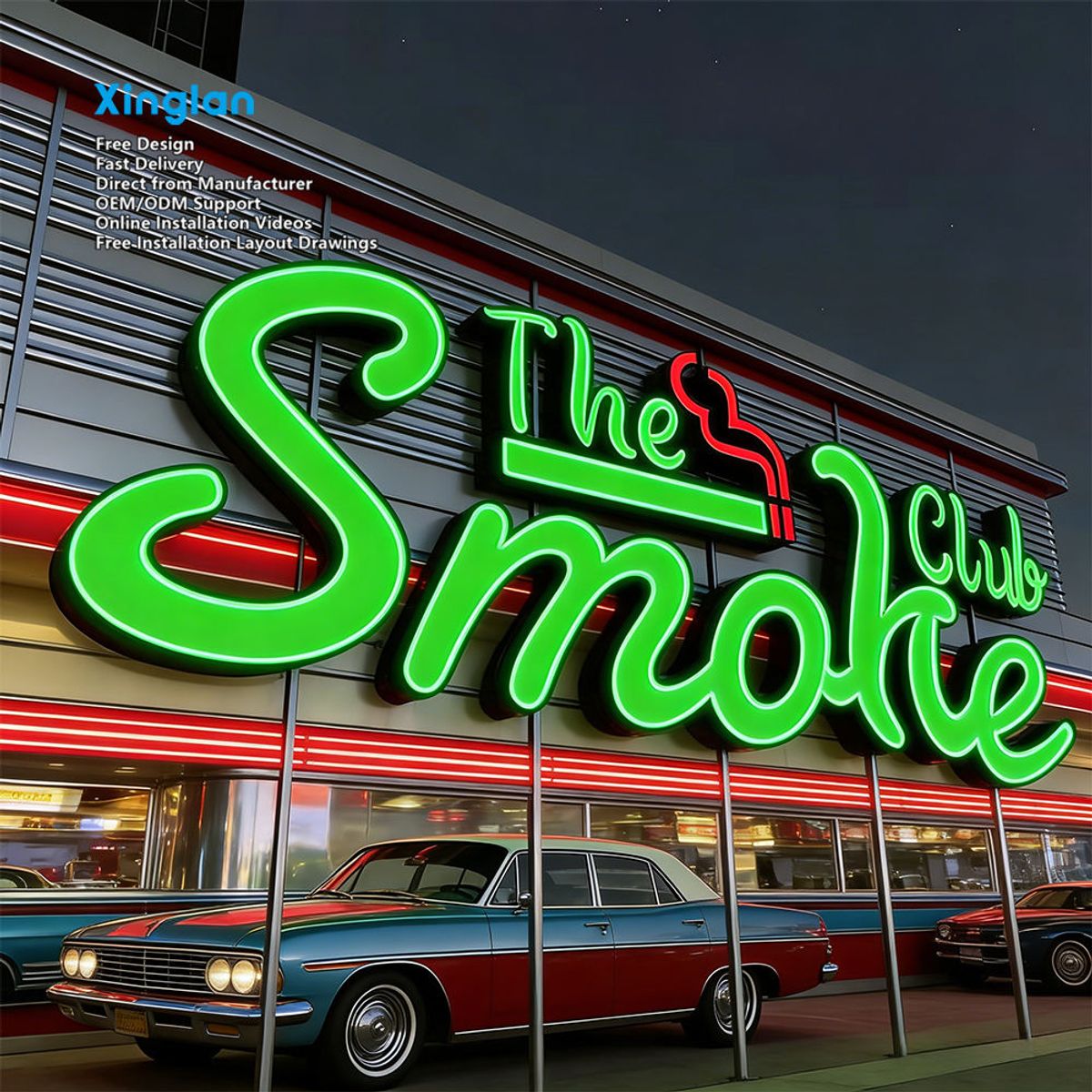 Custom Design Flat Frontlit LED Sign Letters Acrylic Stainless Steel Illuminated Channel Letters for Business Storefront