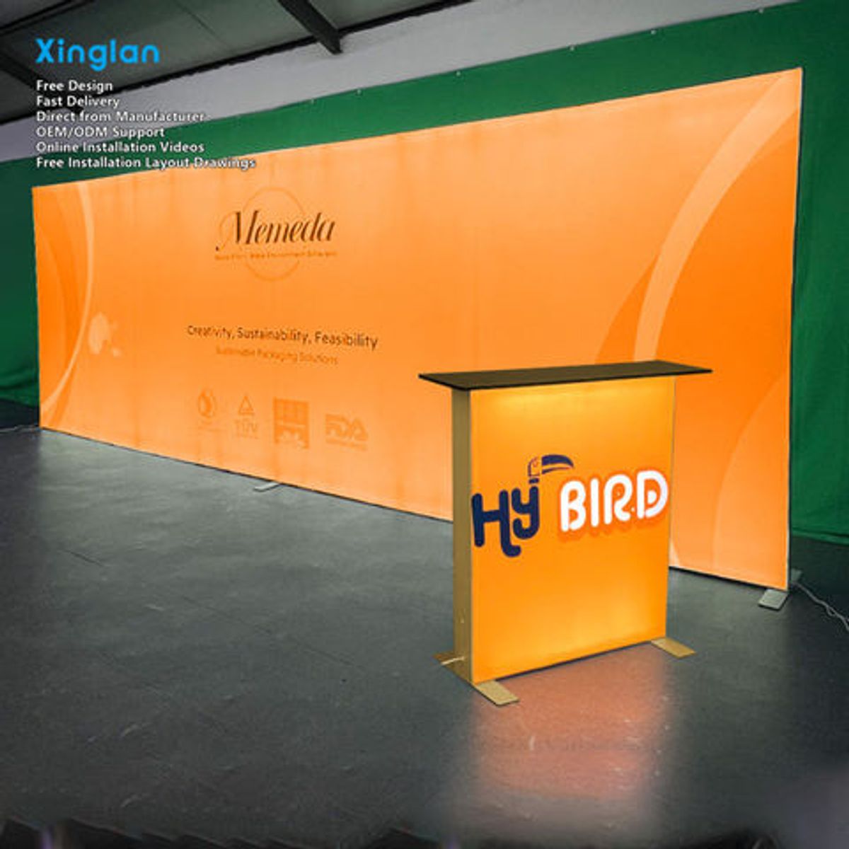 Folding Rectangle SEG Lightbox Illuminated Backdrop Frame LED Fabric Portable Custom Quick-Install RGB Color Water Resistant