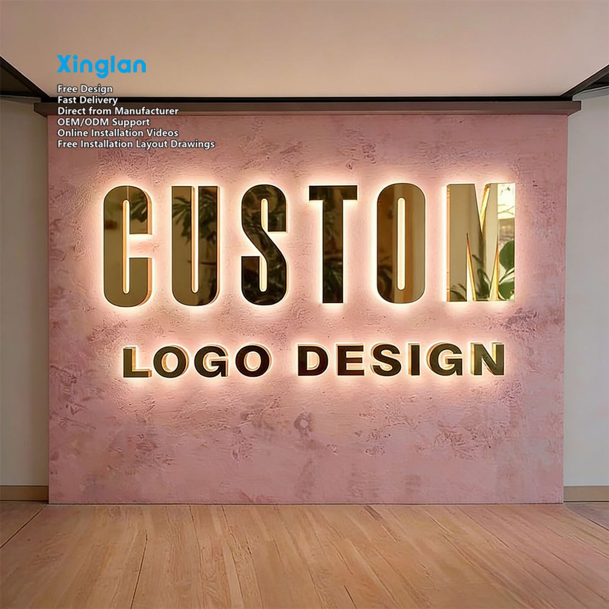 Waterproof LED Backlit Channel Letters 3D Metal Acrylic Backlight Signage Custom Logo for Business Wall Decor
