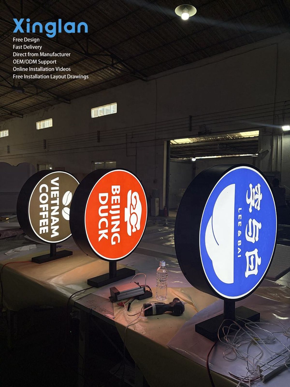 Outdoor Double-Sided LED Acrylic Light Box High-Brightness Stainless Steel Frame Canopy Light Box for Retail Stores