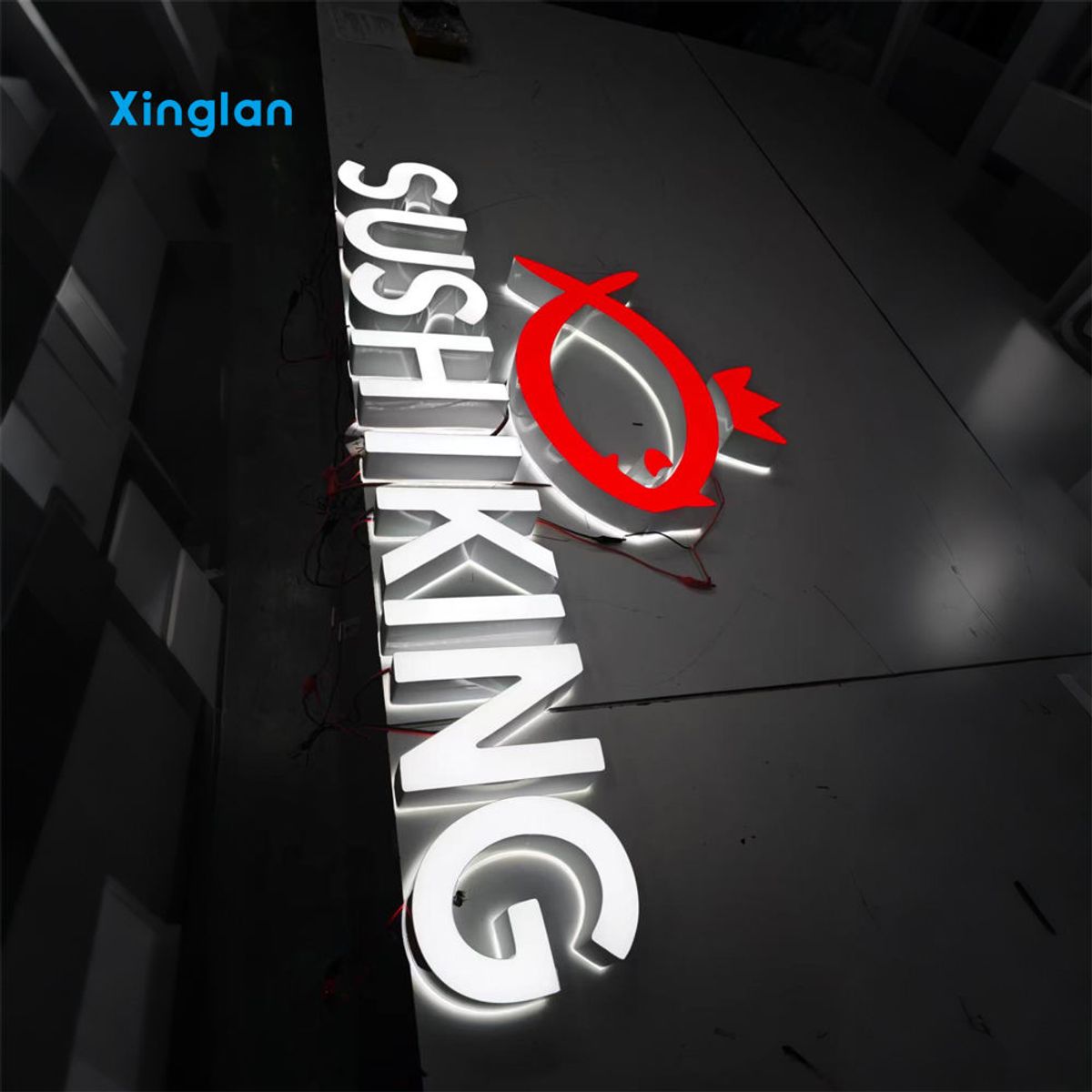 High Quality Acrylic LED Backlit Sign Custom 3D Letters for Sushi Restaurant Business Exterior Signage