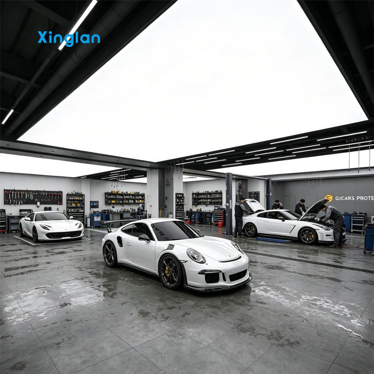 PVC Soft Film Ceiling for Automotive Service Center Car Garage Workshop Modern Stretch Ceiling Solution