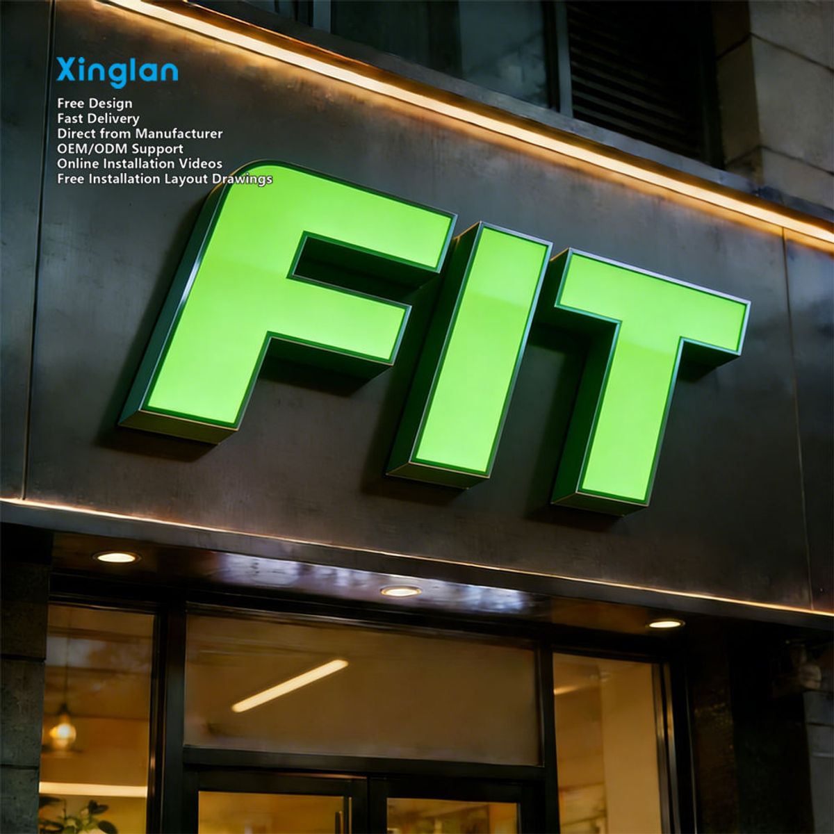 High Brightness Flat Cut LED Illuminated Channel Letters Outdoor Business Sign Custom Acrylic Logo Signage for Shop Front