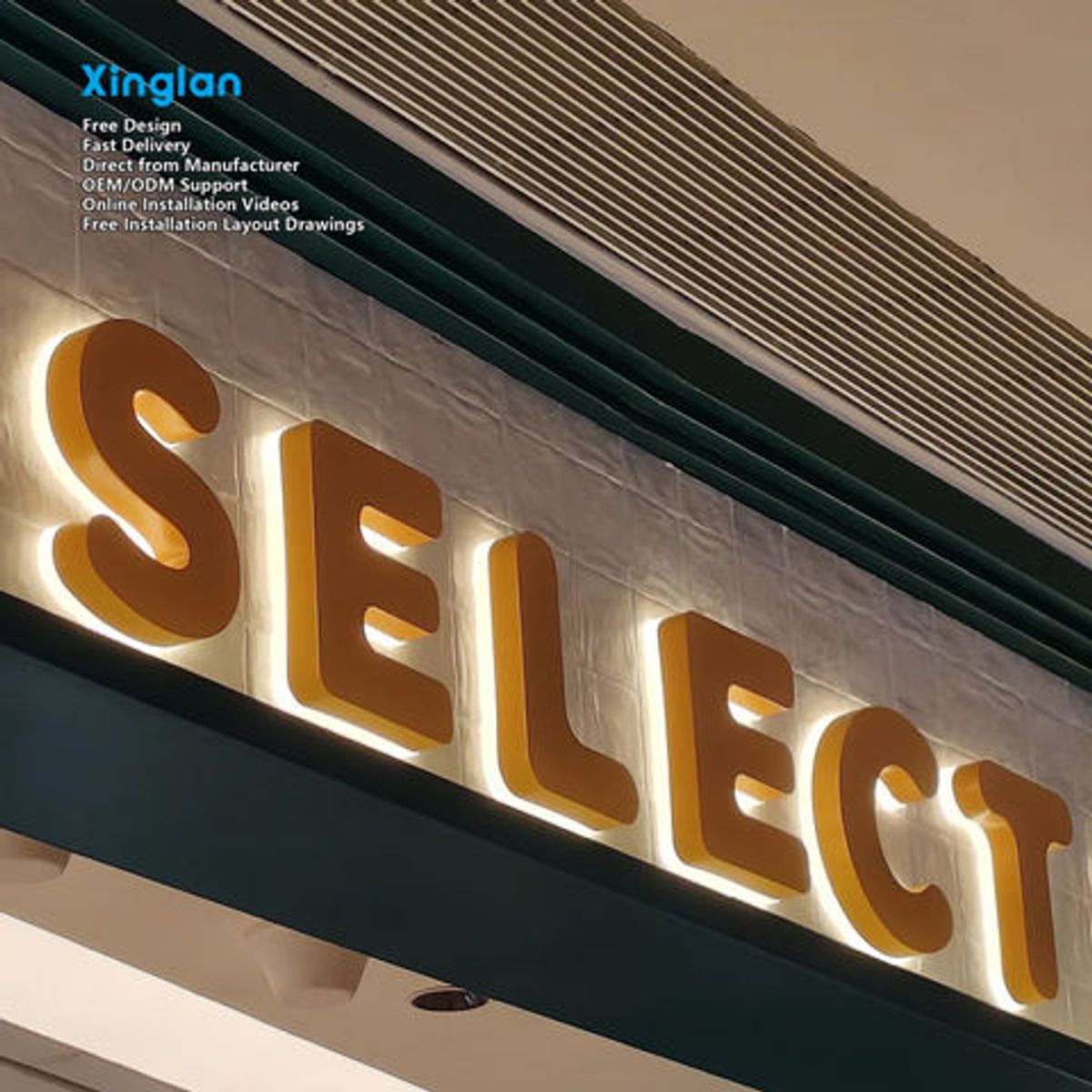 Premium Stainless Steel Backlit Letters Backlit Logo Stainless Steel Signage 3D Illuminated Letters