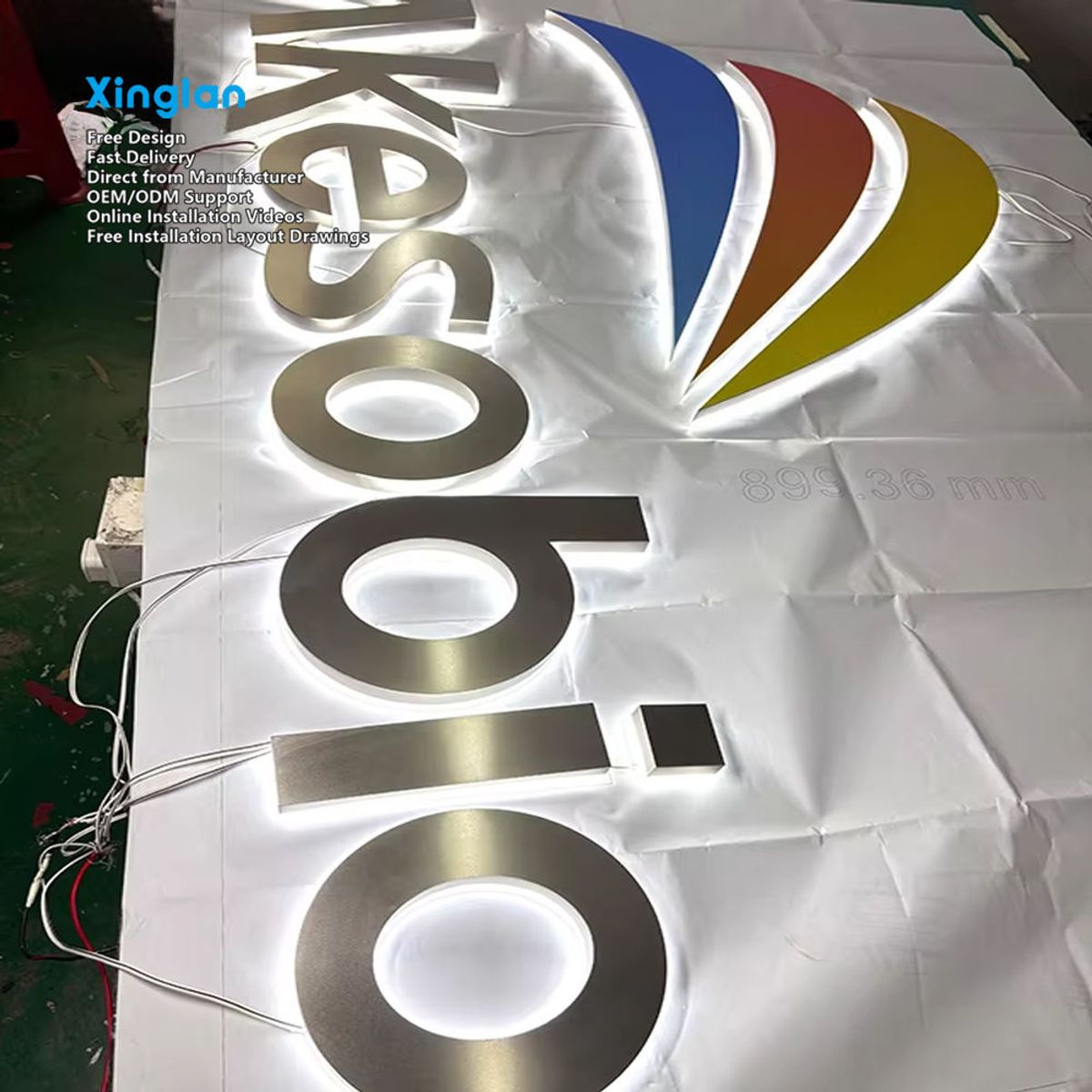 3D Laser Cut Metal Letter Backlit Sign Stainless Steel LED Sign Board Electronic Lighting Manufacturer