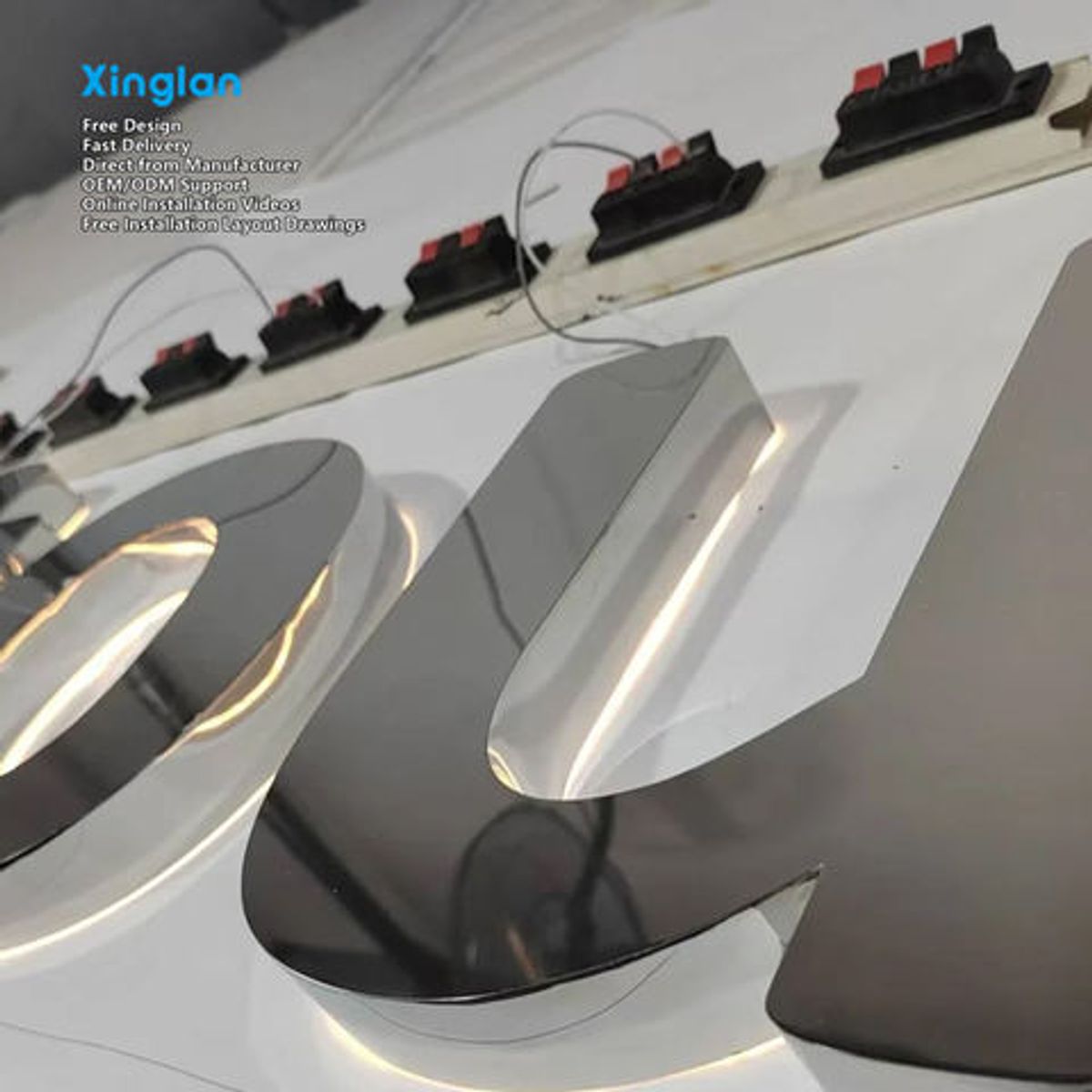 Waterproof Stainless Steel Backlit Letters Direct-from-Manufacturer 3D Signage Letters for Storefronts Stainless Steel Letters