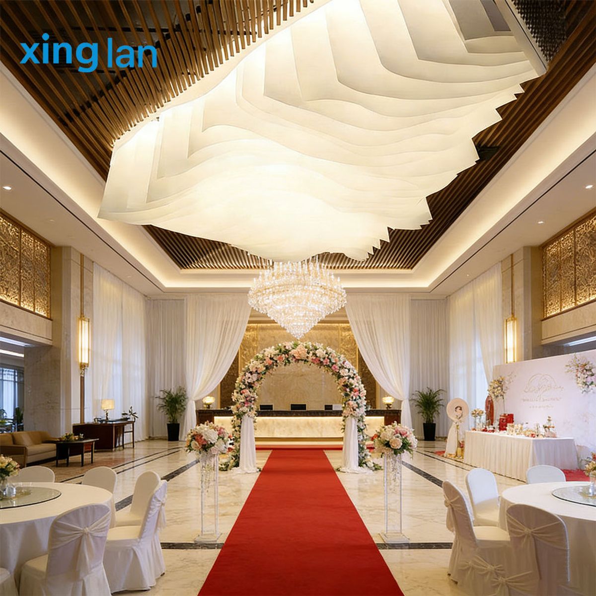 Textured Paper Decorative Material with a Wavy Design for Hotel and Restaurant CeilingsCustom Sizes