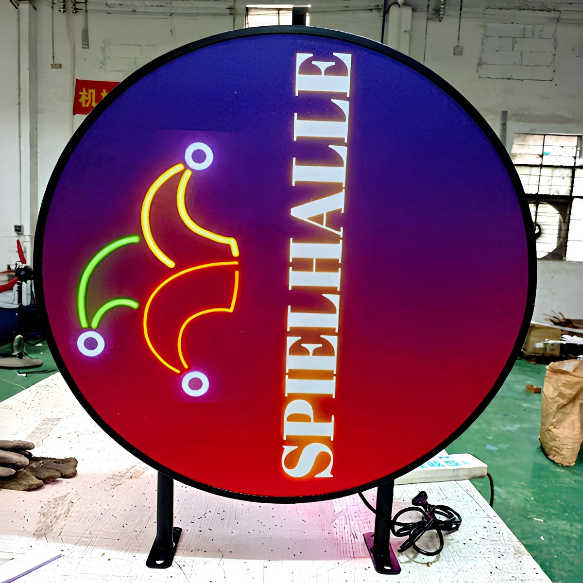 Round Rotating Light Box Double-sided Blister Custom Outdoor Waterproof Side Trick Hanging Wall Creative Acrylic Billboard