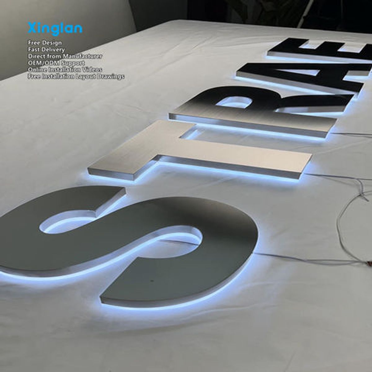 Direct from Manufacturer: Stainless Steel Backlit Letters High-Brightness LED Signage for Storefronts & Outdoor Applications