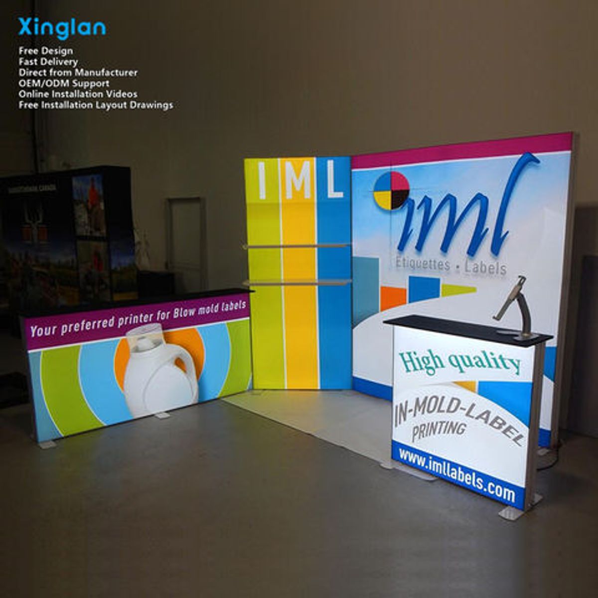 Trade Show Booth Display SEG Profile Portable Display with Backdrop Exhibition Backdrop Booth Trade Show Booth 3x3