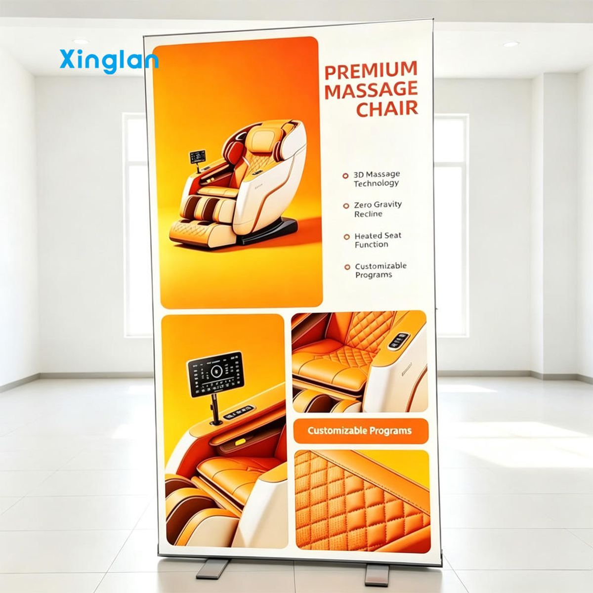 Indoor Portable Standing LED Backlit Fabric Light Box Display for Shopping Mall Exhibition