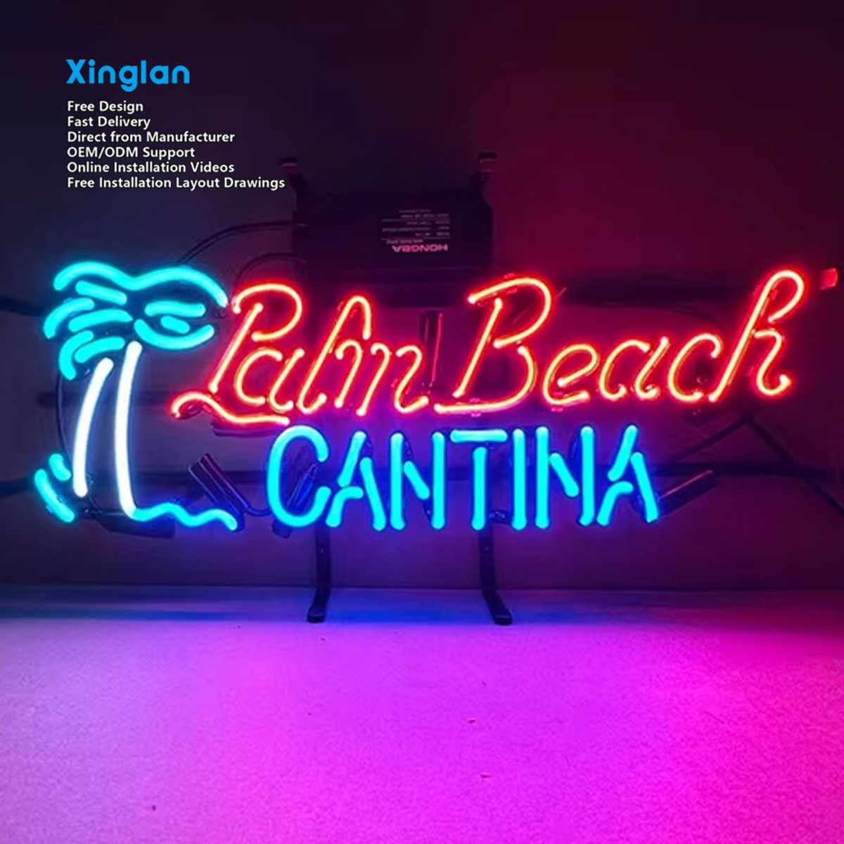Custom 3D Glass Tube Neon Letter Lights Glowing Signs & LED Strip Billboards for Buildings Shops Bar Logo Neon Sign Manufacturer