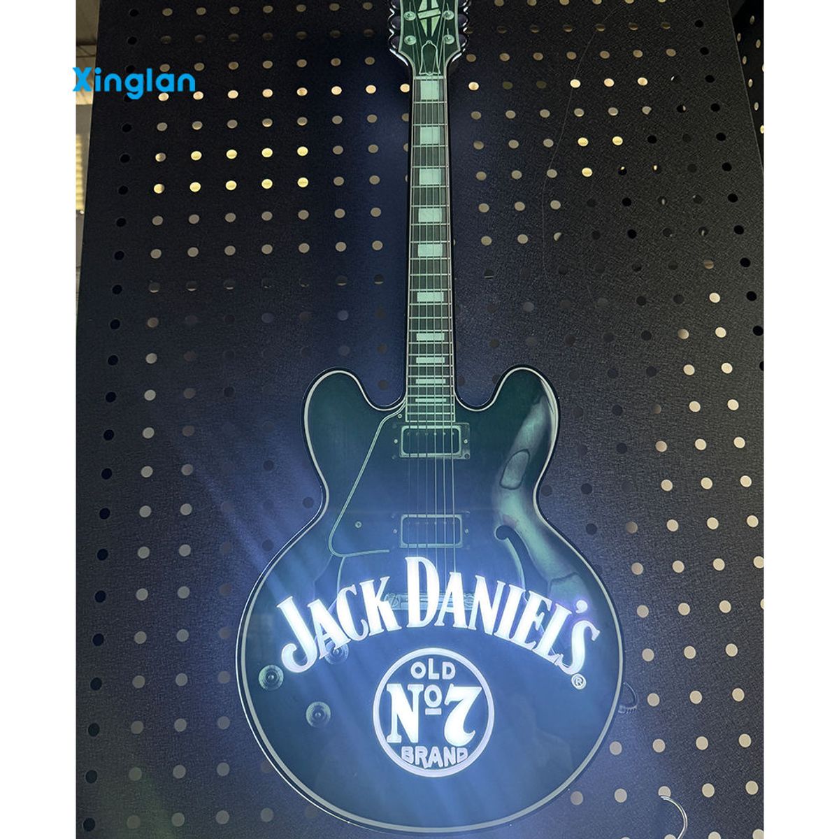 Irregular Guitar Shape LED Advertising Sign CustomIndoor Bar Club Whiskey Brand Wall Decor Illuminated Custom Logo Display Light