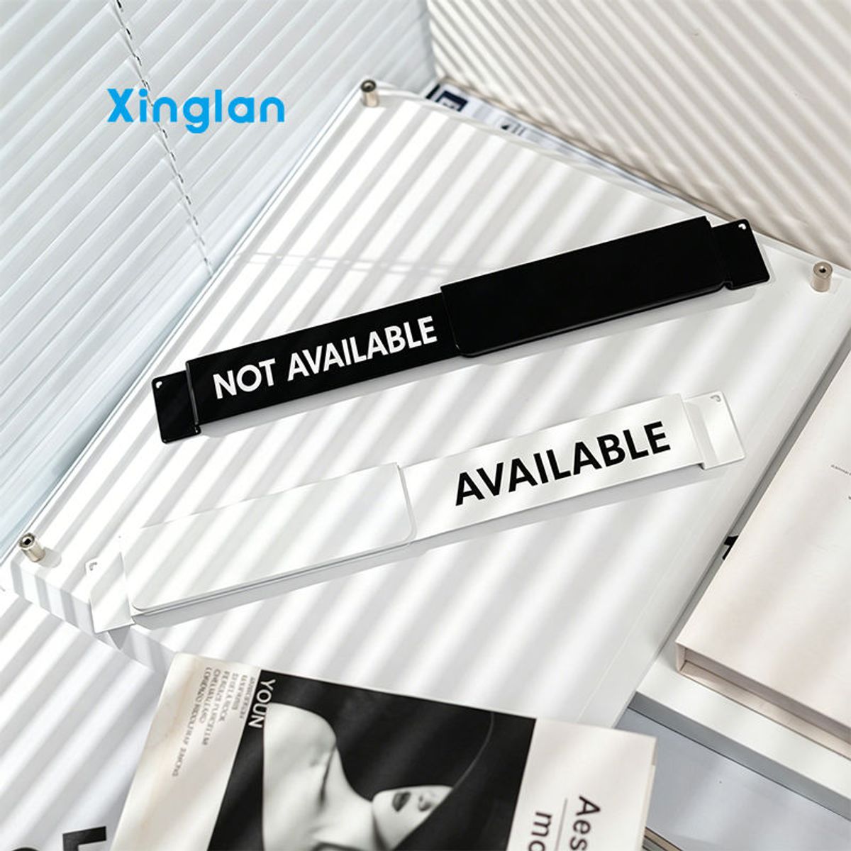 Aluminum Sliding Open Closed Sign - Reversible Door Indicator for Cafe, Restaurant & Retail Shop Entrance