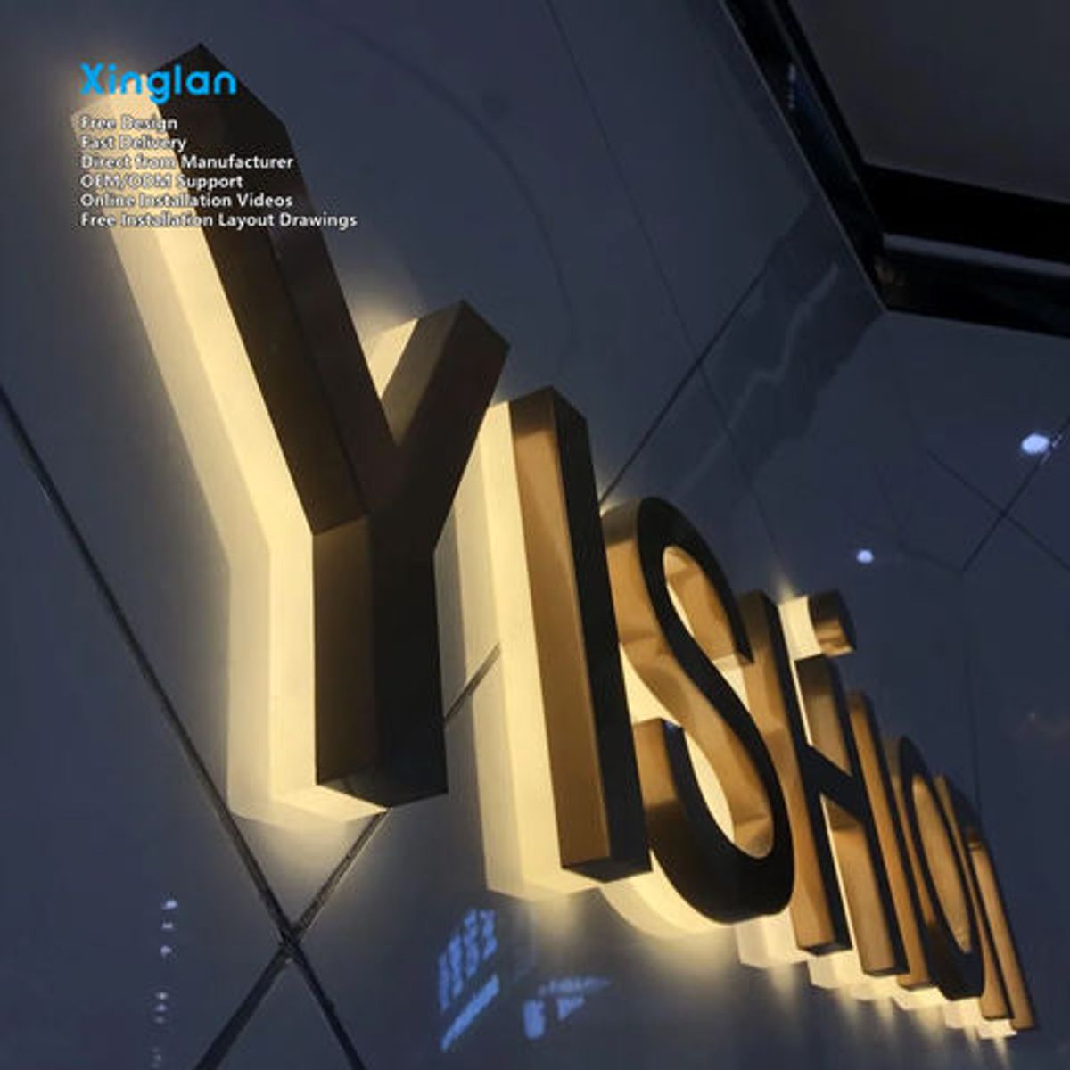 Premium Stainless Steel Titanium-Finished Mirror-Polished Backlit Logo Decorative Letters Stainless Steel Letter Signage