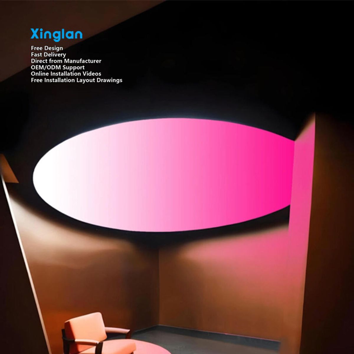 Fabric Light Boxes, Stretch Ceilings, PVC Stretch Ceiling Film Ideal for Gyms and Boxing Gyms with a Minimalist Aesthetic
