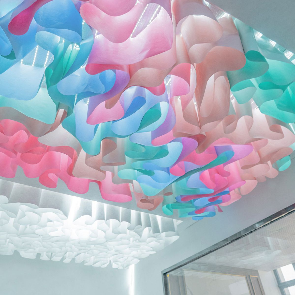 Legal Paper Ceiling Modern Creative Minimalist Floral Restaurant Textured Paper Shaped Commercial LED Pendant Light