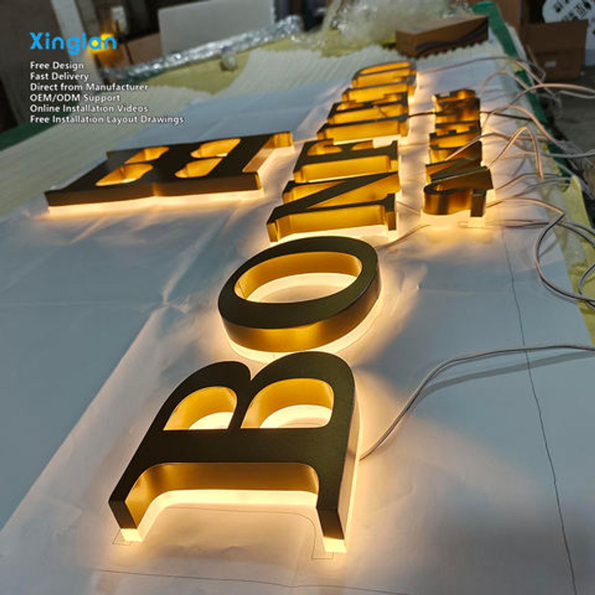 Stainless Steel LED Backlit Letters with Customizable Size and Brightness IP65 Weatherproof for Indoor/Outdoor Advertising