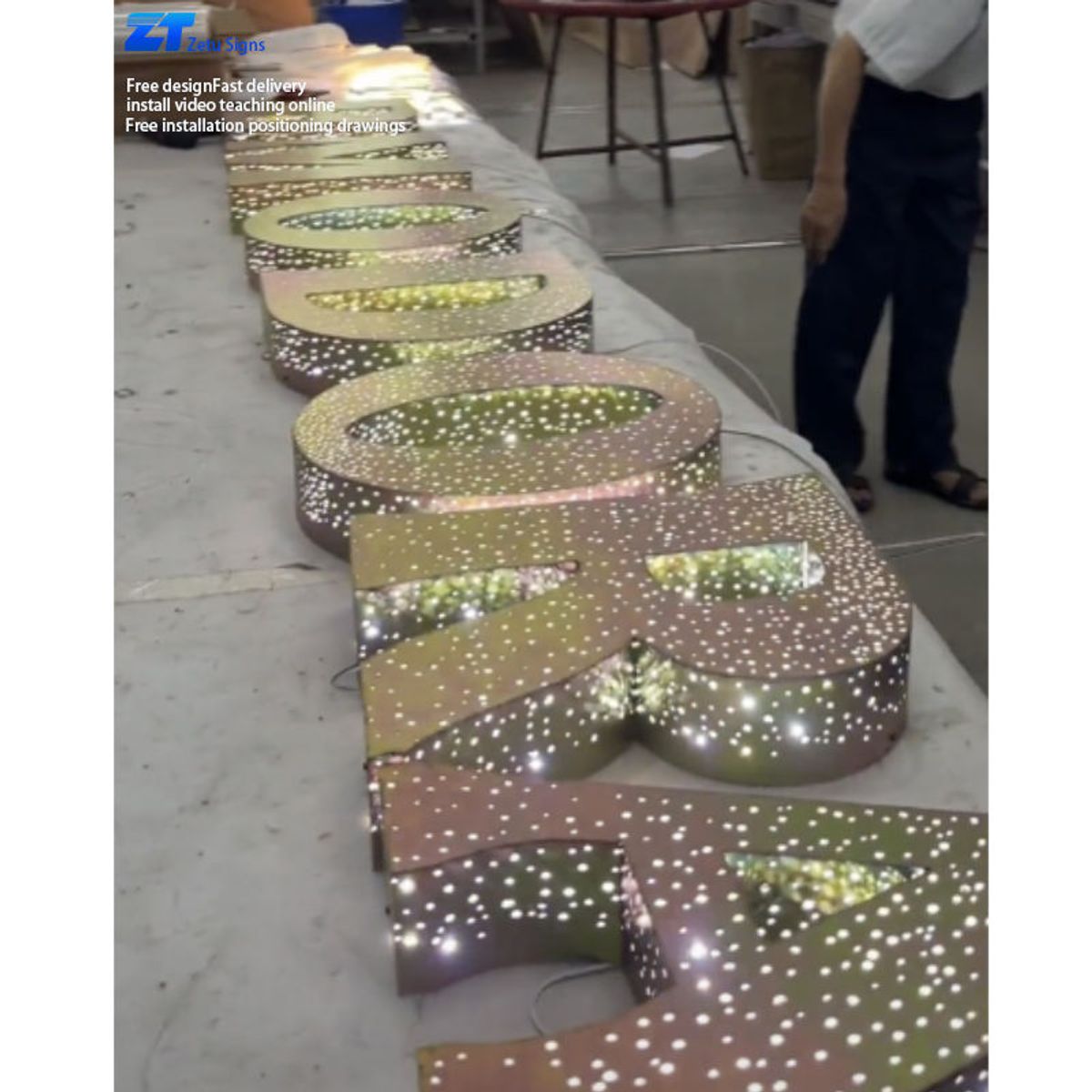 Custom Stainless Steel LED Lighted Storefront Logo Signage Outdoor Building Lighting Manufacturer