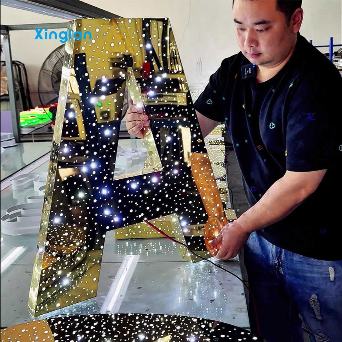 Custom Outdoor Starry Sky LED Channel Letters, 3D Stainless Steel Weatherproof Backlit Signs for Storefront Business Advertising
