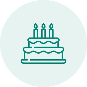 Birthday Category Icon. Image of birthday cake with candles.