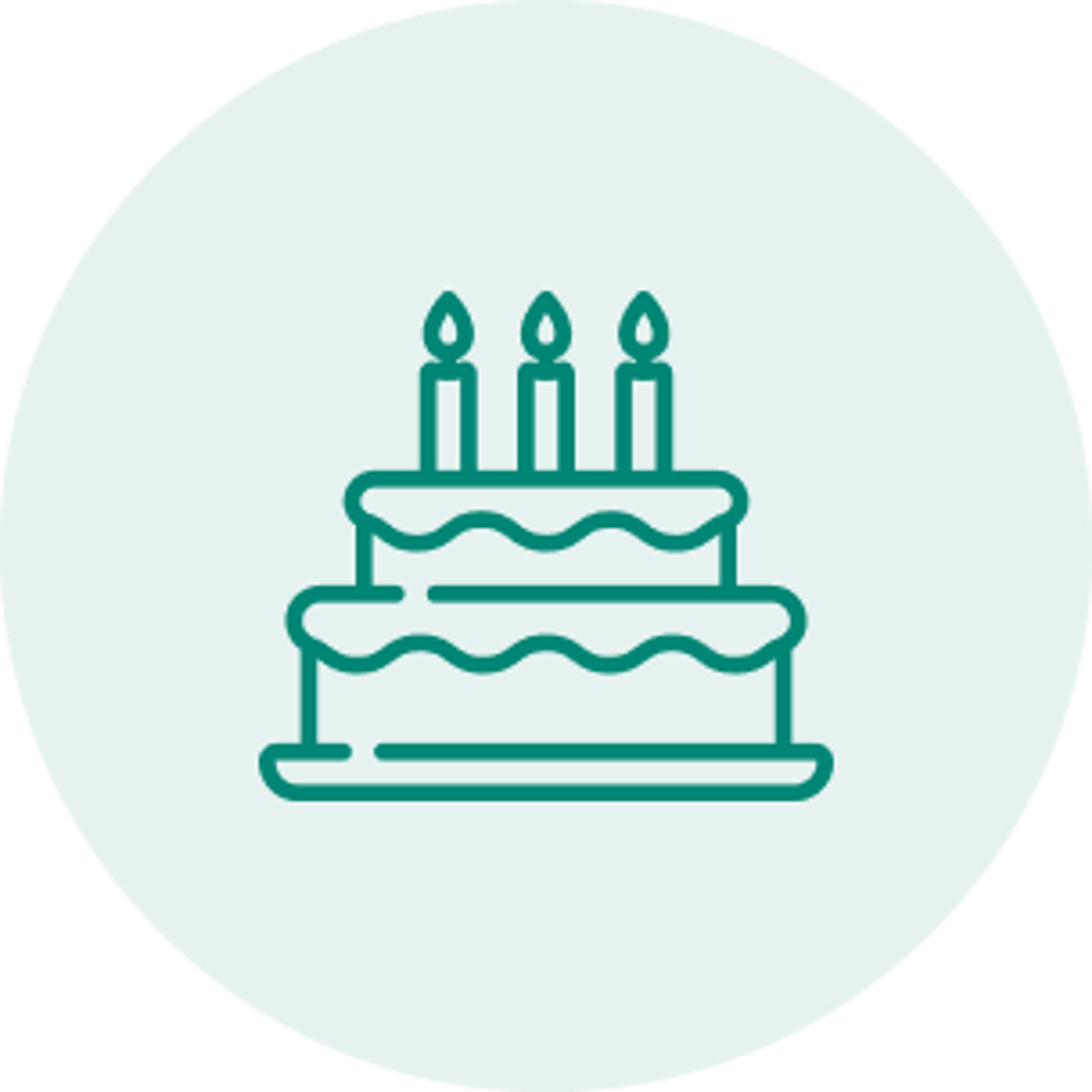 Birthday Category Icon. Image of birthday cake with candles.