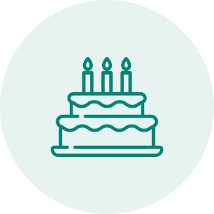 Birthday Category Icon. Image of birthday cake with candles.