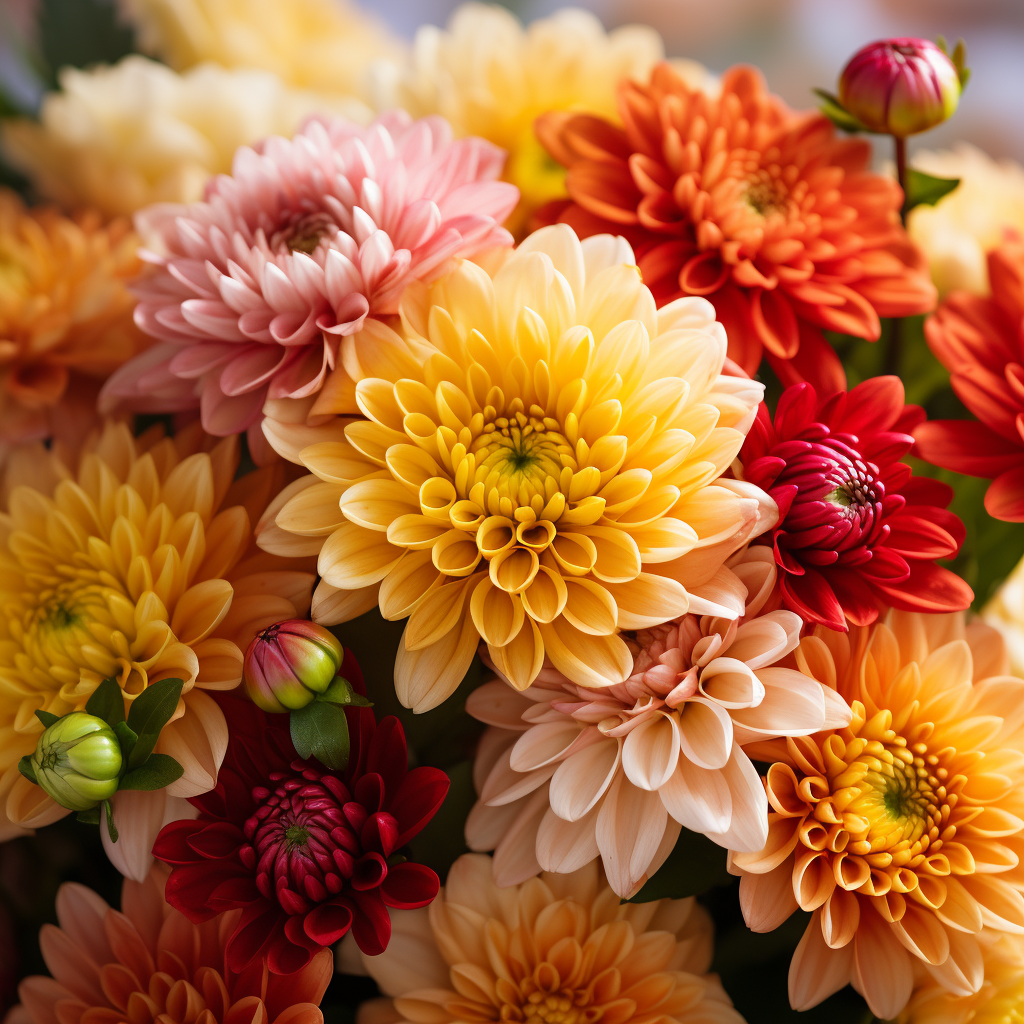 colorful fall chrysanthemum bouquet