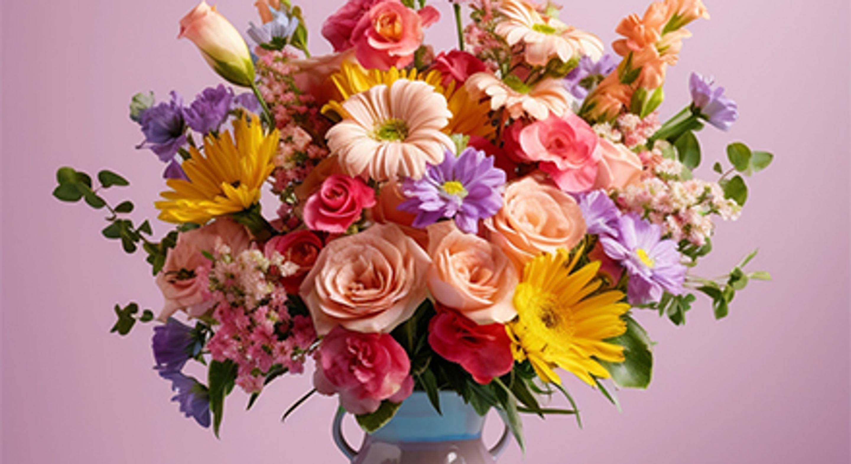 Bright and colorful flower bouquet for a birthday