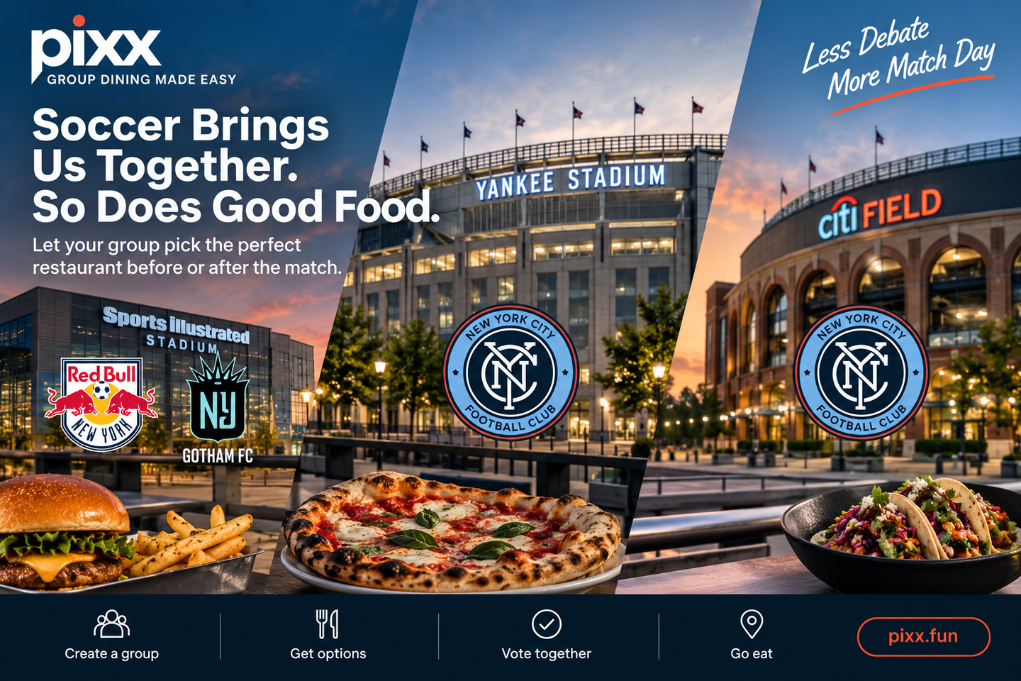 Going to a Red Bulls, NYCFC, or Gotham FC match with friends