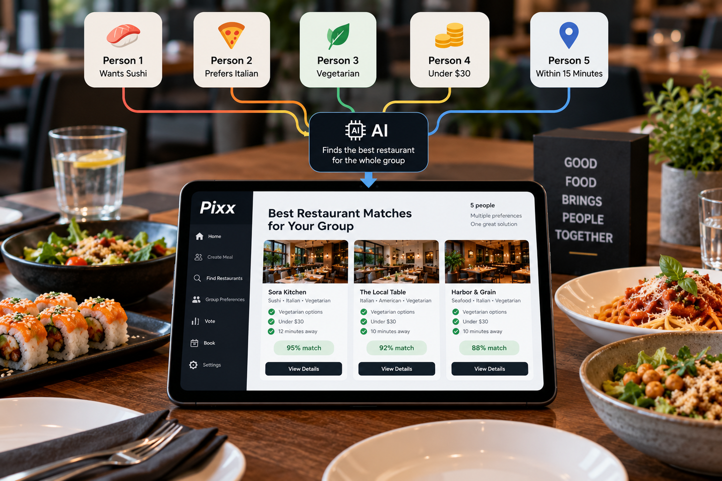 How AI Should Choose a Restaurant for Five People With Different Preferences