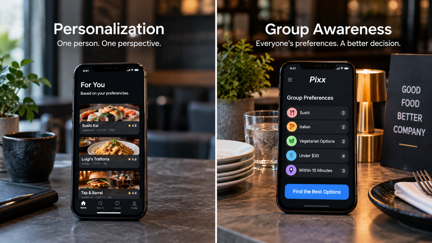 Group Awareness vs. Personalization in Restaurant Discovery