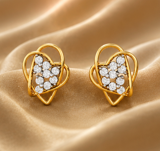 Celeste Heart Diamond Stud Earrings