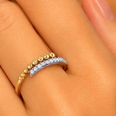 Celeste Beaded Diamond Ring view 2