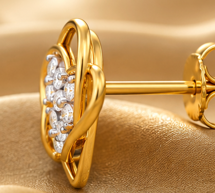 Celeste Heart Diamond Stud Earrings view 4