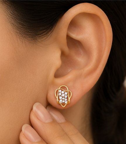 Celeste Heart Diamond Stud Earrings