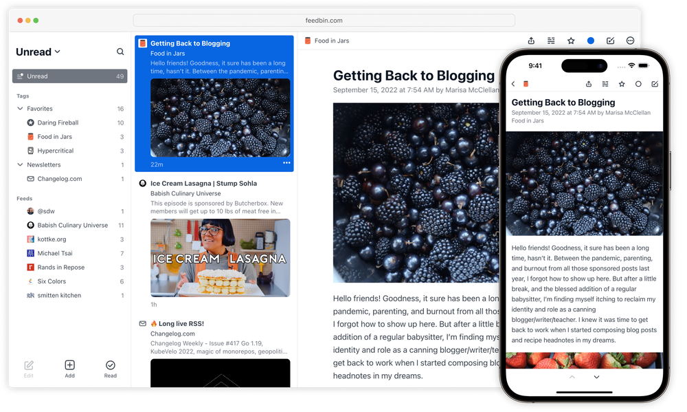 Screenshot of Feedbin