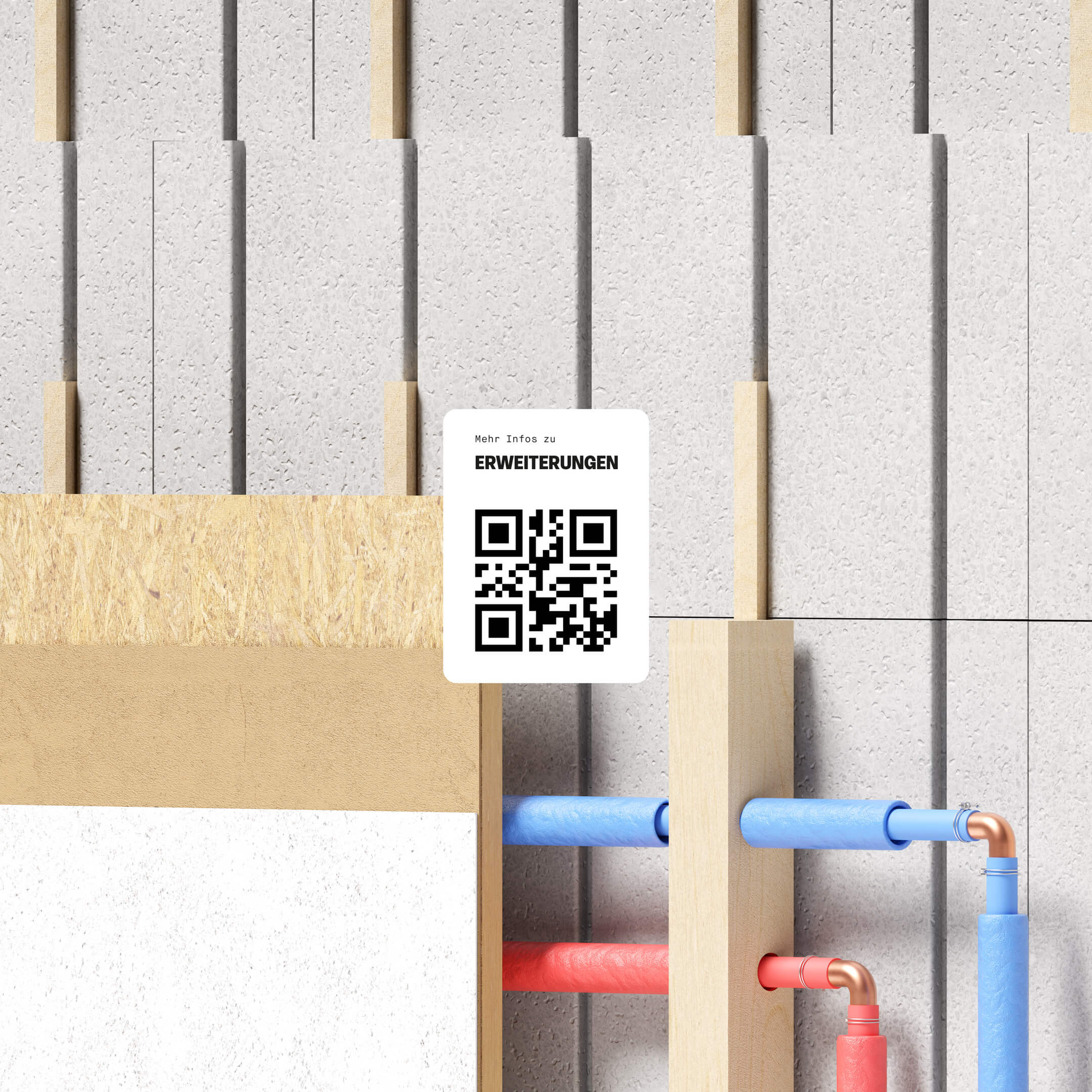 QR code displayed on print motive of exhibition stand