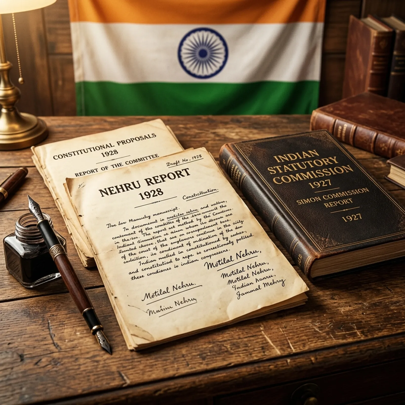 Historical manuscript of Nehru Report 1928 drafted in response to Simon Commission challenge