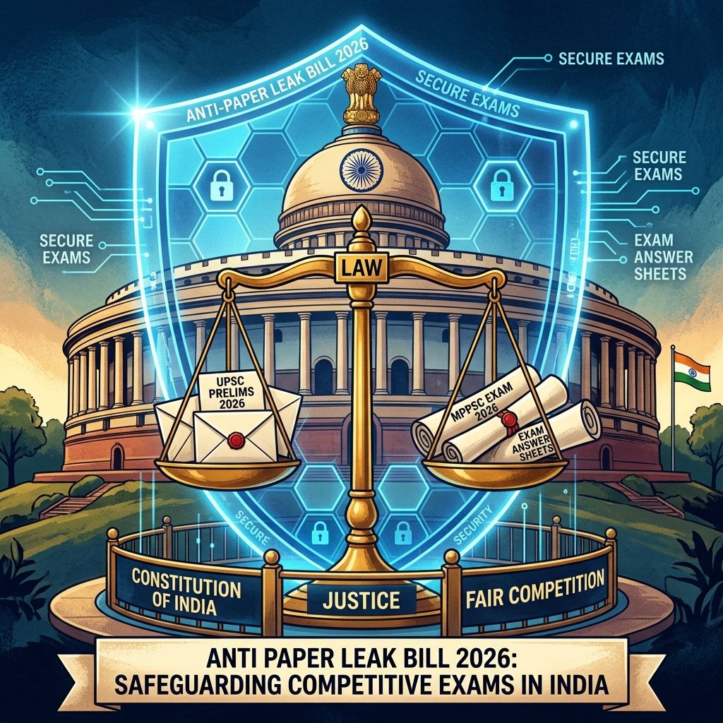 Anti Paper Leak Bill 2026 Parliament Public Examinations Amendment Bill MPPSC UPSC Notes