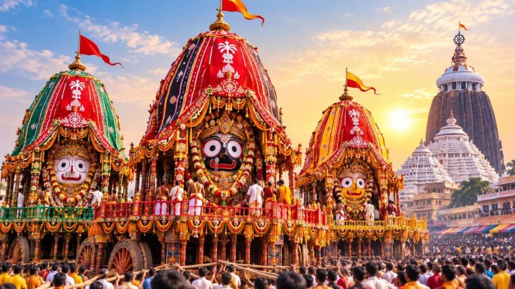 Jagannath Rath Yatra 2026 - Lord Jagannath, Balabhadra, and Subhadra Chariots in Puri