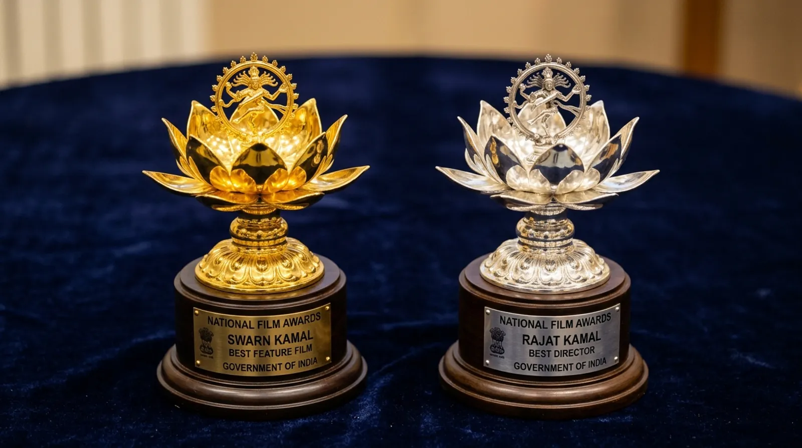 Swarn Kamal Golden Lotus and Rajat Kamal Silver Lotus Trophies of National Film Awards India